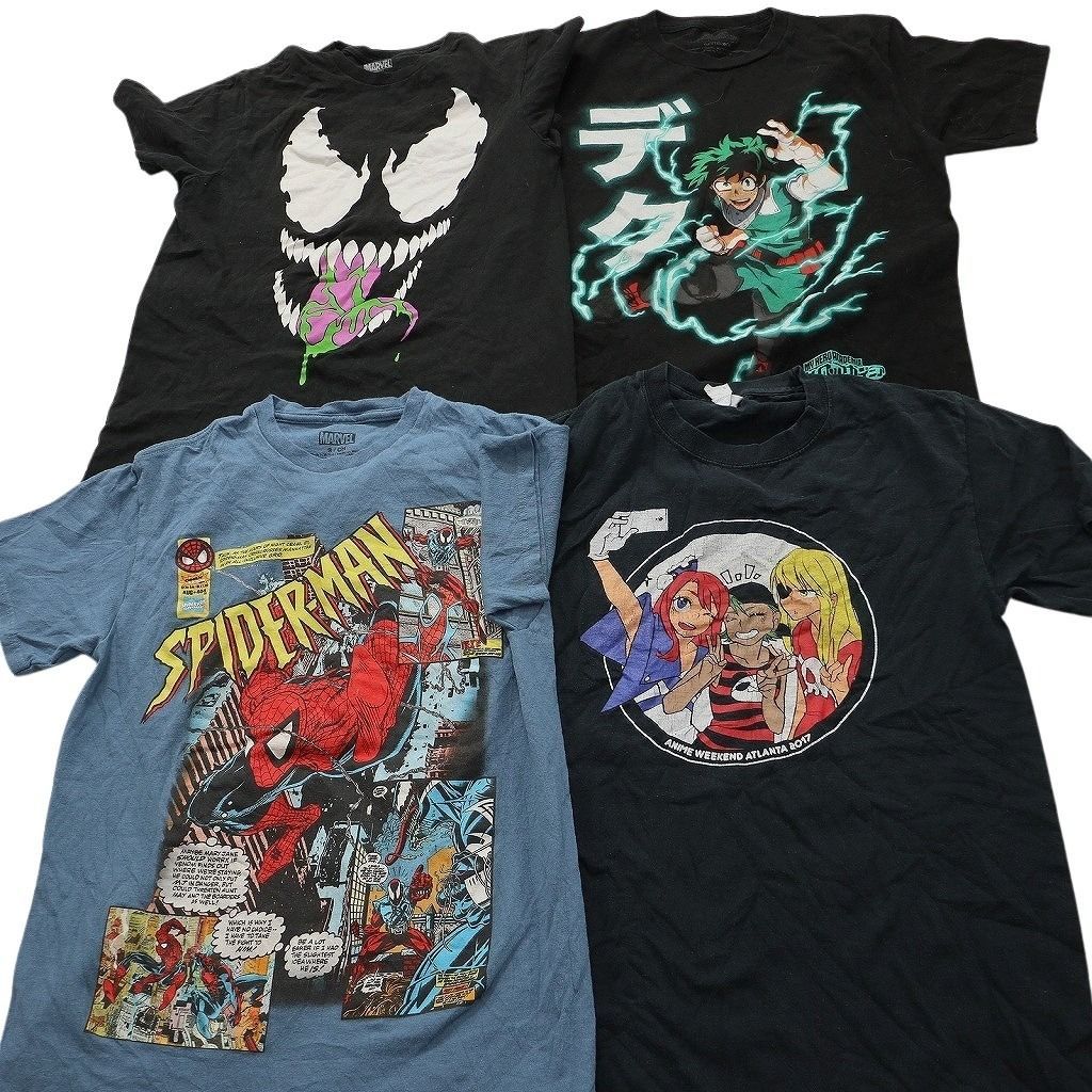 古着卸 まとめ売り キャラクター Tシャツ 16枚セット ( メンズ S ) マーベル ヴェノム スパイダーマン スポンジボブ 中古 古着 NE8945