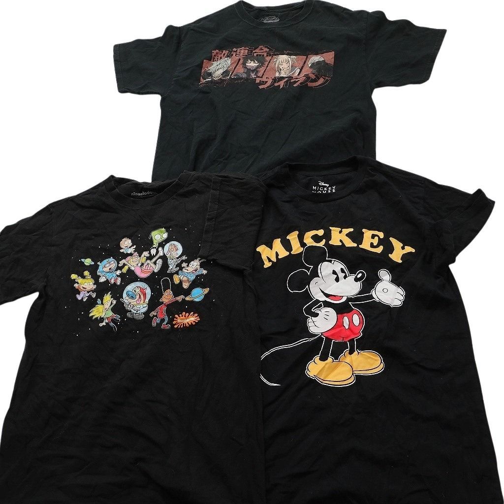 古着卸 まとめ売り キャラクター Tシャツ 15枚セット ( メンズ S ) ディズニー ミッキー ナルト マーベル 中古 古着 NE8947