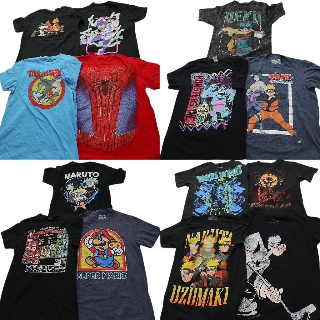 古着卸 まとめ売り キャラクター Tシャツ 14枚セット ( メンズ S ) トムとジェリー マリオ モンスターズインク 中古 古着 NE8951