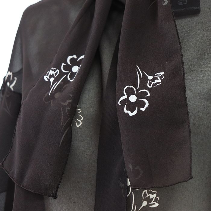 【極美品】PRADA プラダ シアー ケープ サイズ 38 レディース シフォン シースルー フローラル クロップド丈 ポリエステル100％ ジャケット アウター ハンガー付属 ダークブラウン 茶色