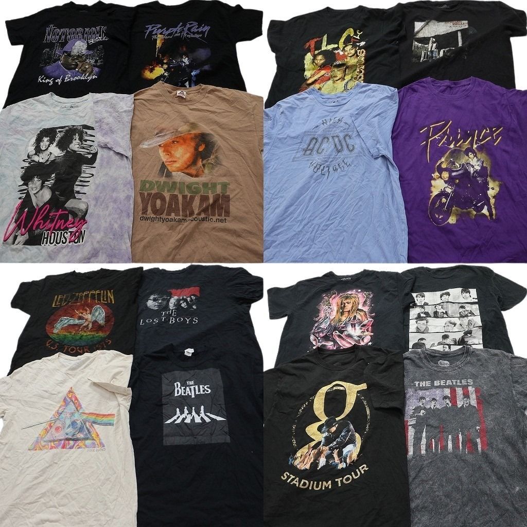 古着卸 まとめ売り 音楽・バンド Tシャツ 16枚セット ( メンズ L ) AC/DC ビートルズ レッドツェッペリン 中古 古着 NE8958