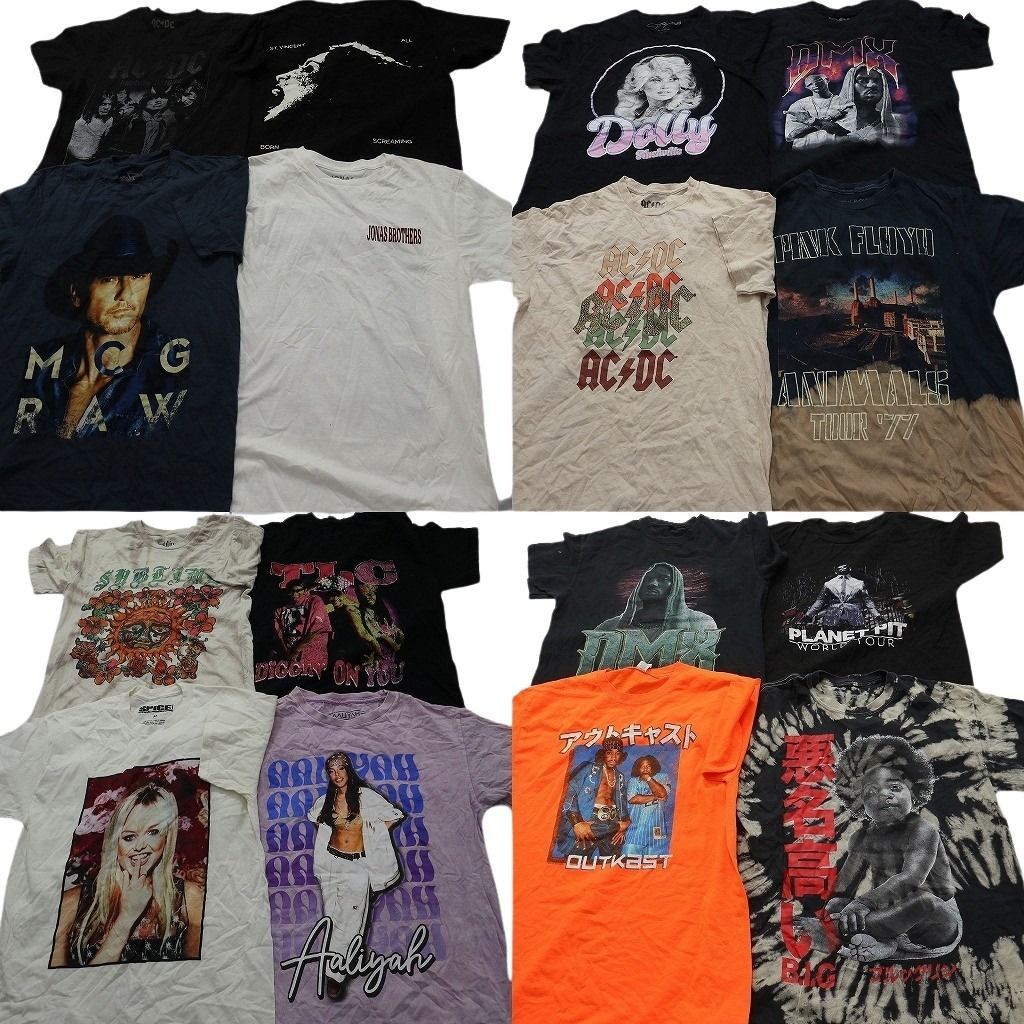 古着卸 まとめ売り 音楽・バンド Tシャツ 16枚セット ( メンズ M ) AC/DC サブライム ピンクフロイド 中古 古着 NE8959