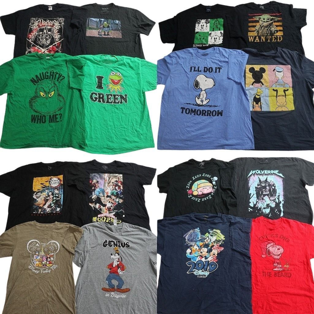 古着卸 まとめ売り キャラクター Tシャツ 16枚セット ( メンズ 2XL/3XL/4XL ) スターウォーズ スヌーピー ディズニー 中古 古着 NE8961