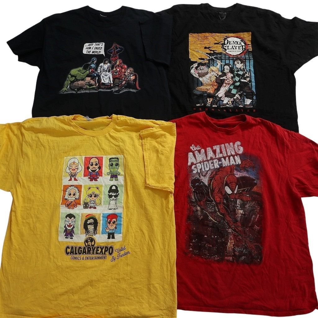 古着卸 まとめ売り キャラクター Tシャツ 16枚セット ( メンズ XL/2XL ) マーベル スパイダーマン ディズニー ミッキー 中古 古着 NE8962