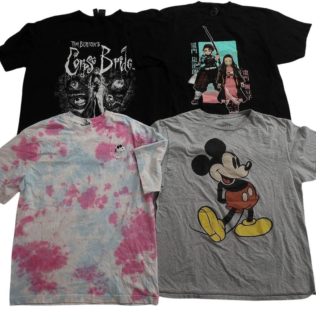古着卸 まとめ売り キャラクター Tシャツ 16枚セット ( メンズ L/XL ) ディズニー ミッキー スヌーピー マリオ 中古 古着 NE8964