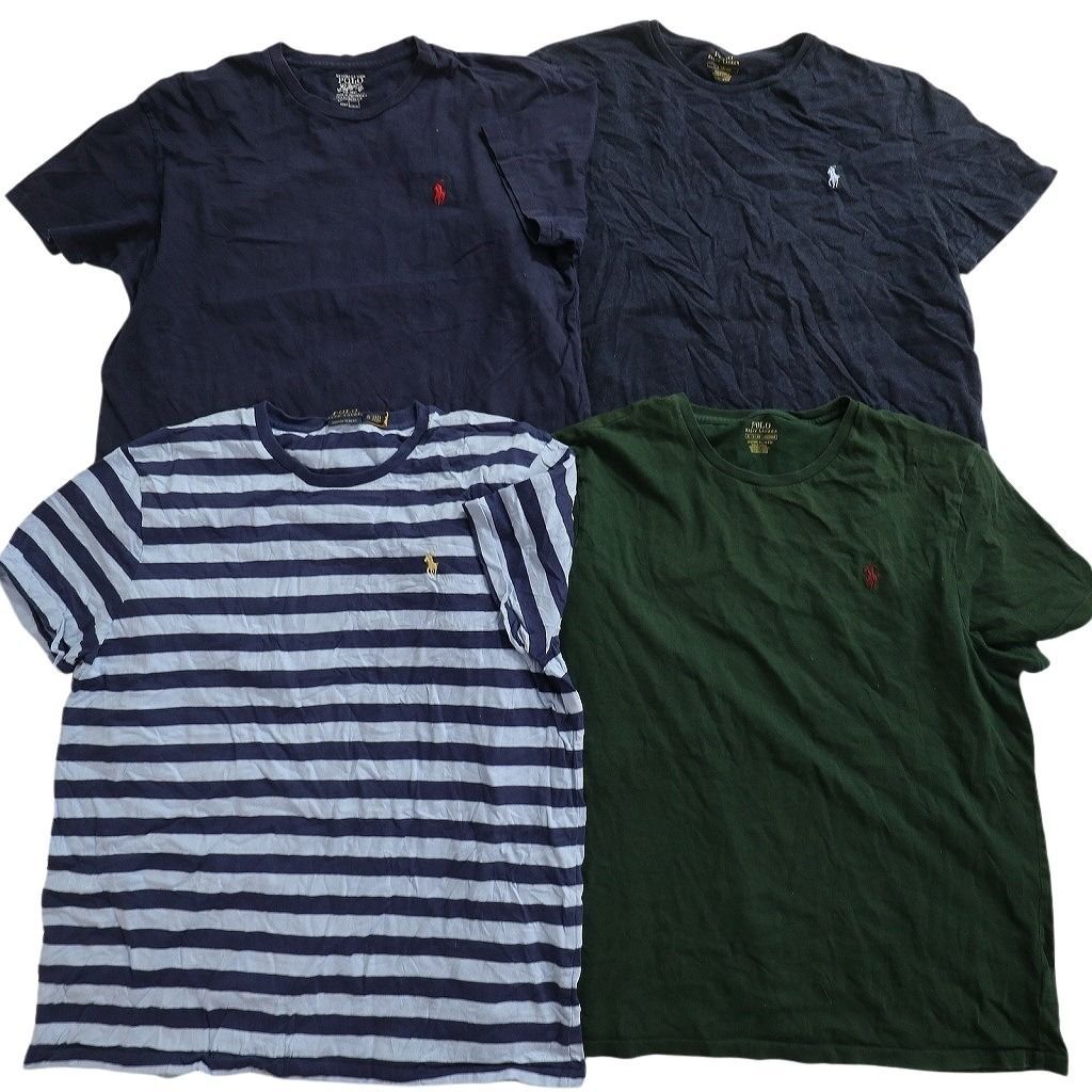 古着卸 まとめ売り ラルフローレン Tシャツ 16枚セット ( メンズ L/XL/2XL/3XL ) ボーダー カモ柄 ブイネック 中古 古着 NE8972