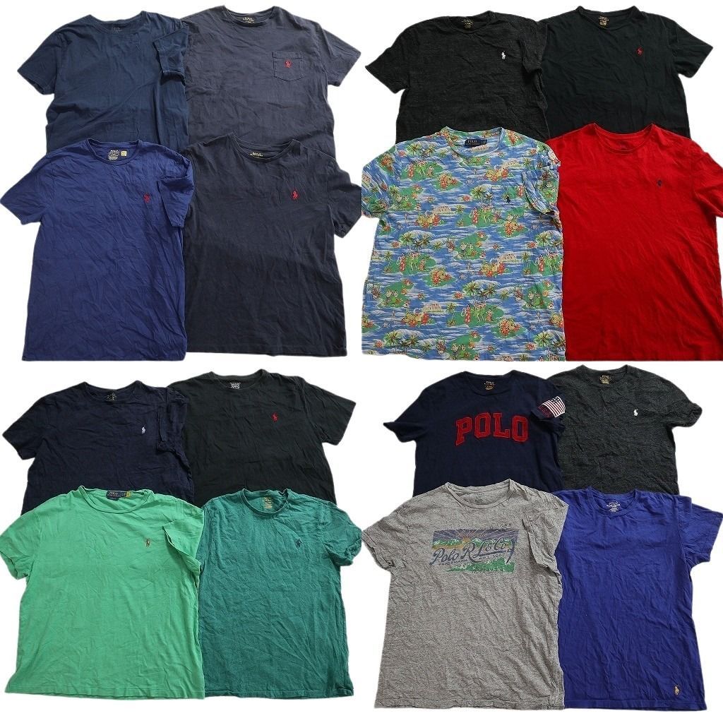 古着卸 まとめ売り ラルフローレン Tシャツ 16枚セット ( メンズ M/L ) ポケT 総柄 中古 古着 NE8973