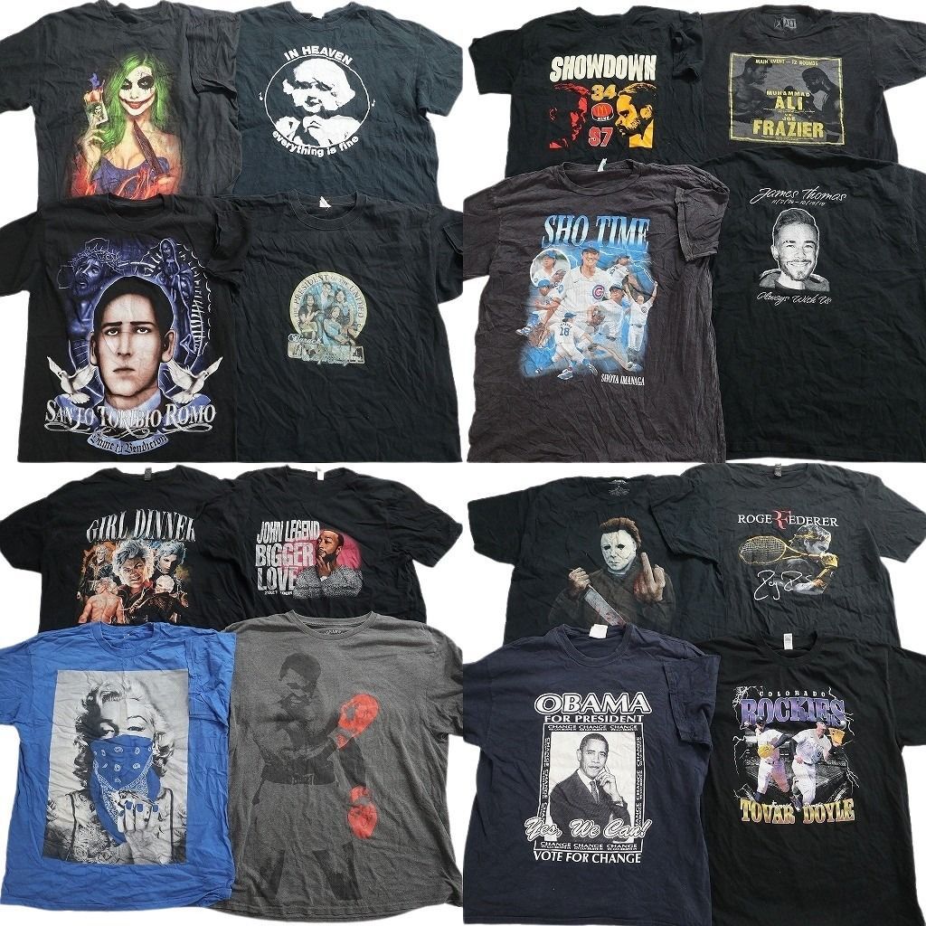 古着卸 まとめ売り 人物 Tシャツ 16枚セット ( メンズ XL/2XL ) オバマ モハメドアリ マリリンモンロー 中古 古着 NE8975