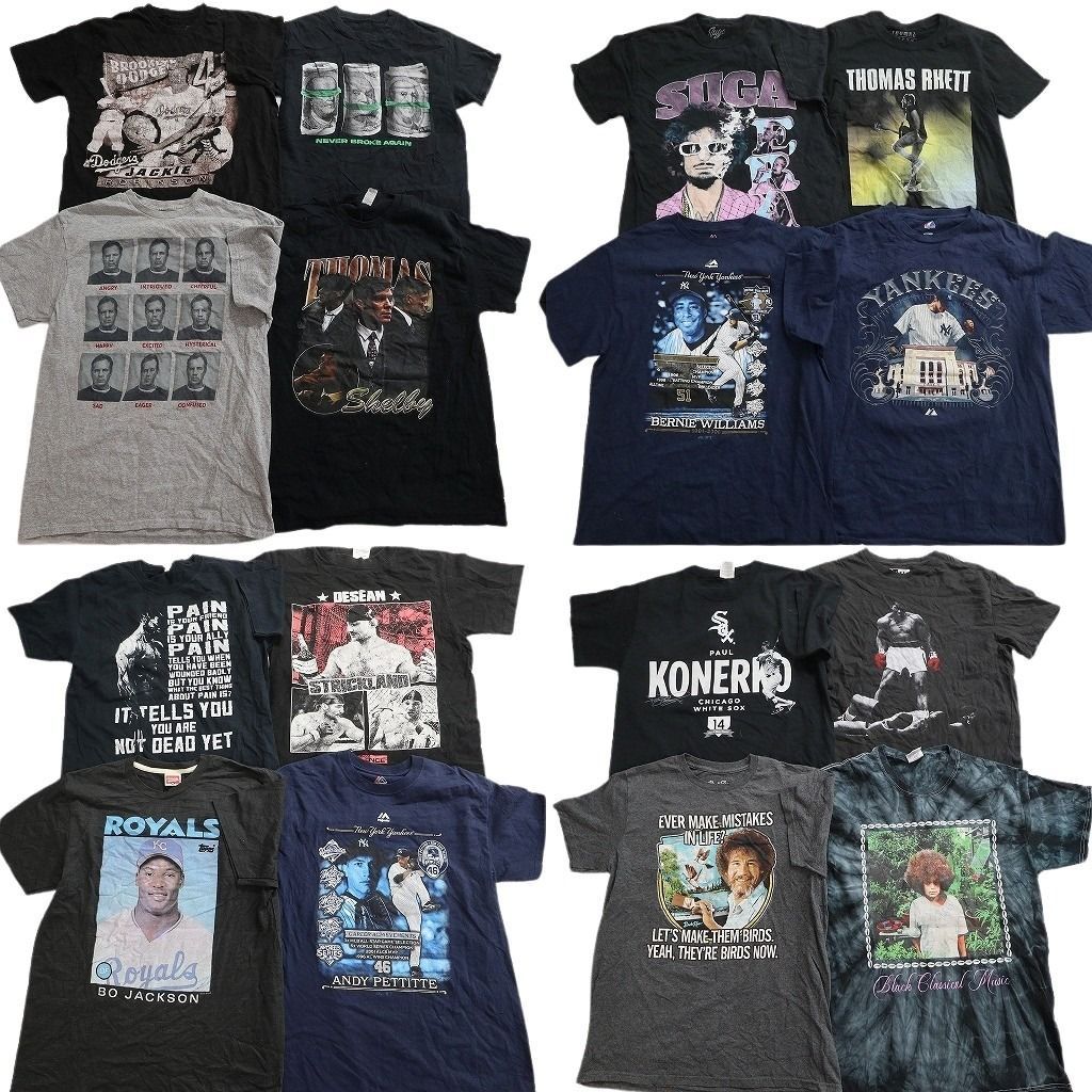 古着卸 まとめ売り 人物 Tシャツ 16枚セット ( メンズ M ) MLB バーニーウィリアムズ ボージャクソン 中古 古着 NE8978