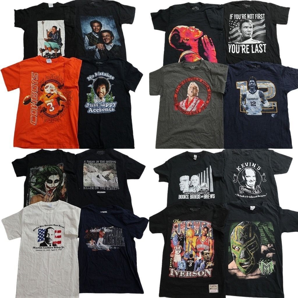 古着卸 まとめ売り 人物 Tシャツ 16枚セット ( メンズ S/M ) NBA アレンアイバーソン ジャモラント プロチーム 中古 古着 NE8979