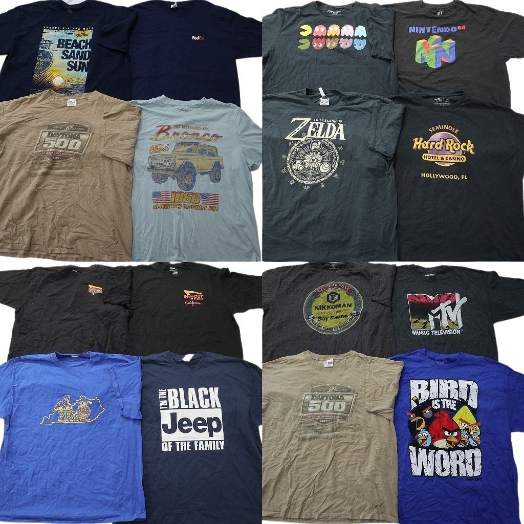 古着卸 まとめ売り 企業 Tシャツ 16枚セット ( メンズ 2XL/3XL ) ハードロックカフェ 任天堂 MTV コロナビール 中古 古着 NE8984