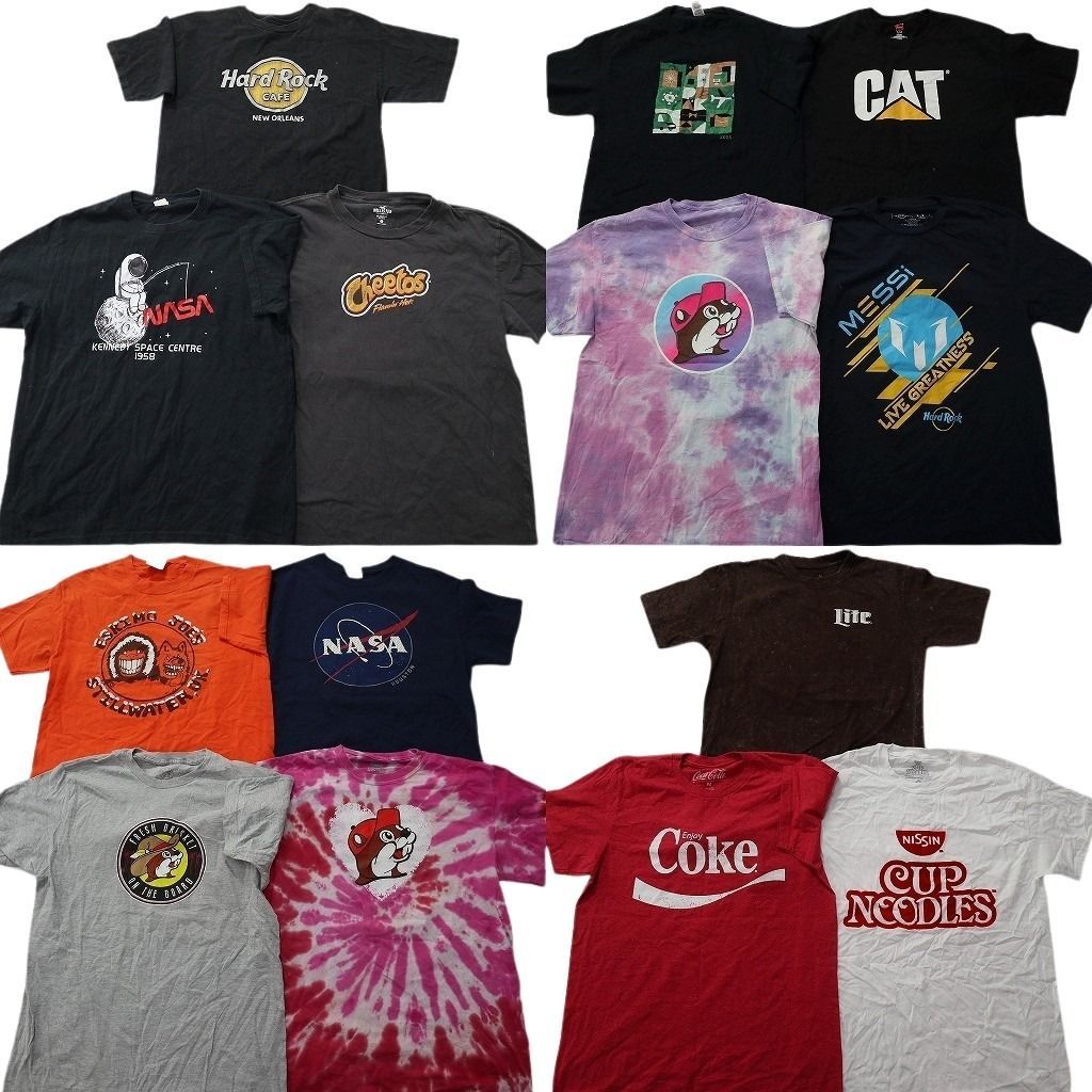 古着卸 まとめ売り 企業 Tシャツ 14枚セット ( メンズ M ) ハードロックカフェ NASA コカ・コーラ バッキーズ 中古 古着 NE8986