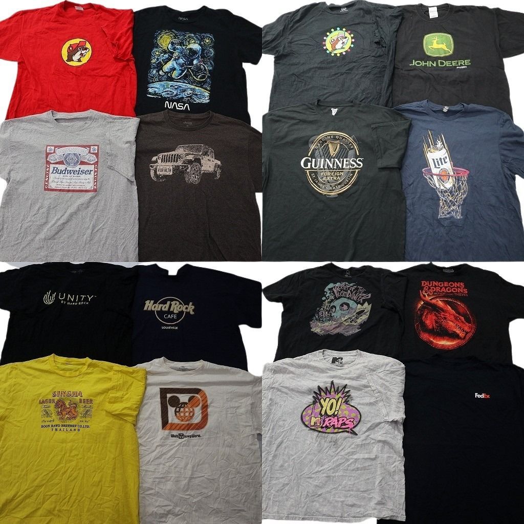古着卸 まとめ売り 企業 Tシャツ 16枚セット ( メンズ XL/2XL ) ハードロックカフェ バッキーズ バドワイザー NASA 中古 古着 NE8988