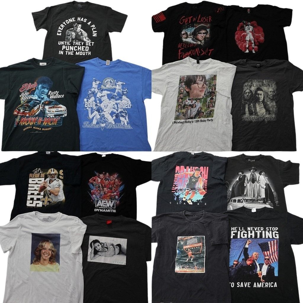 古着卸 まとめ売り 人物 Tシャツ 15枚セット ( メンズ L ) ドナルドトランプ NBA マイケルジョーダン 中古 古着 NE8989