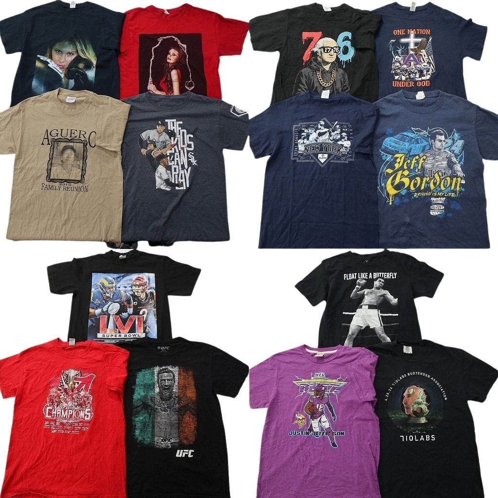 古着卸 まとめ売り 人物 Tシャツ 14枚セット ( メンズ M ) モハメドアリ NFL ジャスティンジェファーソン 中古 古着 NE8992