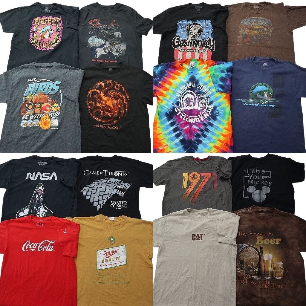 古着卸 まとめ売り 企業 Tシャツ 16枚セット ( メンズ L/XL ) コカ・コーラ キャタピラー NASA バッキーズ 中古 古着 NE8999