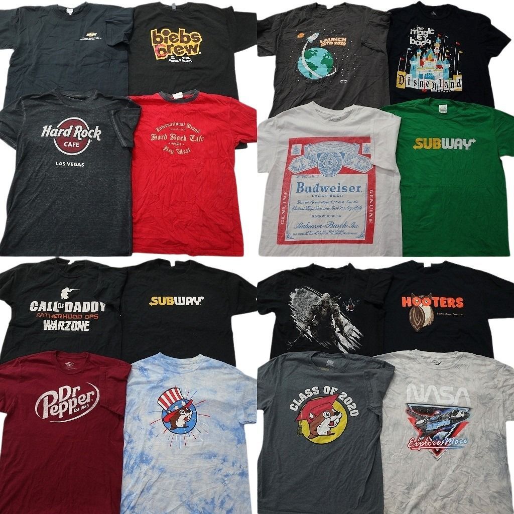 古着卸 まとめ売り 企業 Tシャツ 16枚セット ( メンズ L ) NASA ドクターペッパー バッキーズ バドワイザー 中古 古着 NE9000