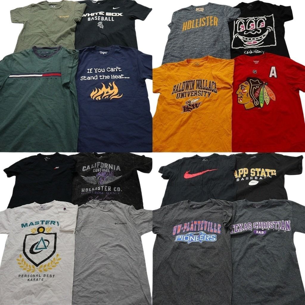 古着卸 まとめ ブランドMIX Tシャツ 16枚セット ( メンズ S ) コロンビア チャンピオン ナイキ ホリスター リーボック 中古 古着 NE9009