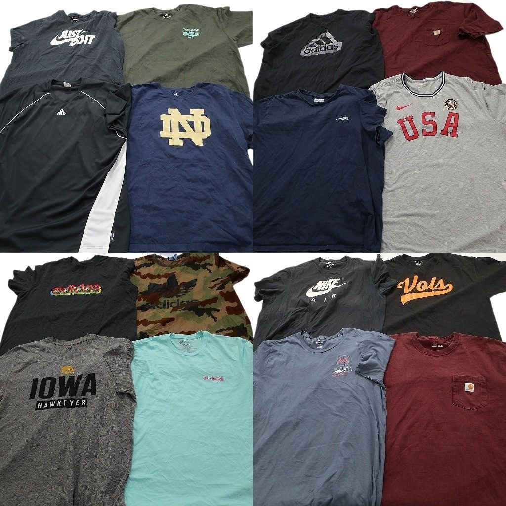 古着卸 まとめ売り ブランドMIX Tシャツ 16枚セット ( メンズ 2XL ) カーハート コロンビア ナイキ チャンピオン 中古 古着 NE9011