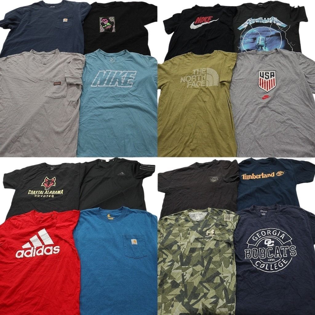 古着卸 まとめ ブランドMIX Tシャツ 16枚セット ( メンズ L ) カーハート パタゴニア ノースフェイス オールドネイビー 中古 古着 NE9015