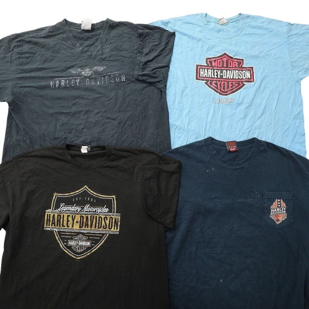 古着卸 まとめ売り ハーレーダビッドソン Tシャツ 15枚セット ( メンズ 2XL ) バイク ブラック センターロゴ 中古 古着 NE9023