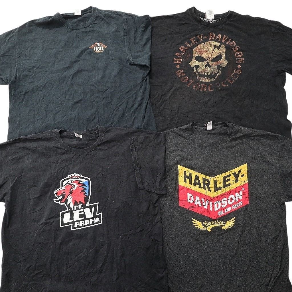 古着卸 まとめ売り ハーレーダビッドソン Tシャツ 15枚セット ( メンズ 2XL ) バイク ブラック センターロゴ 中古 古着 NE9023