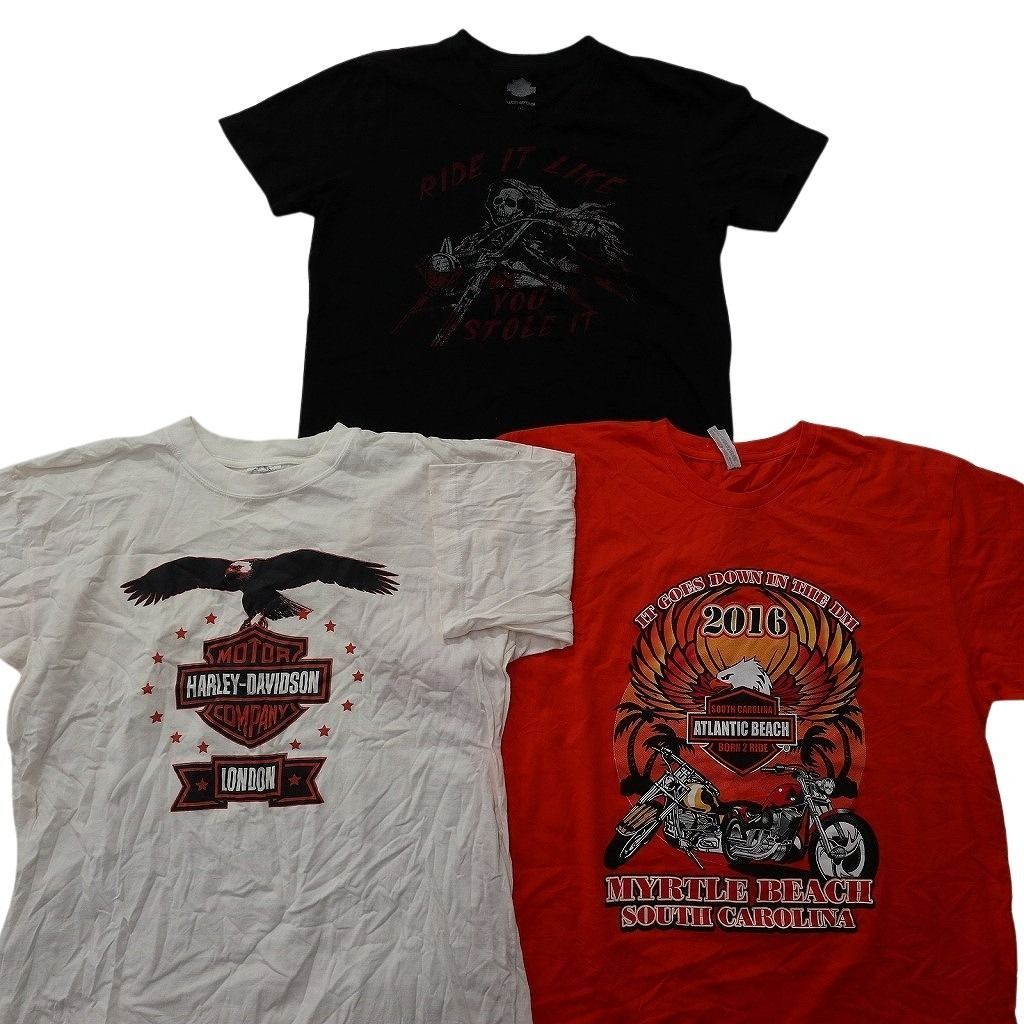 古着卸 まとめ売り ハーレーダビッドソン Tシャツ 14枚セット ( メンズ S/M/L ) バイク ブラック センターロゴ ホワイト 中古 古着 NE9025