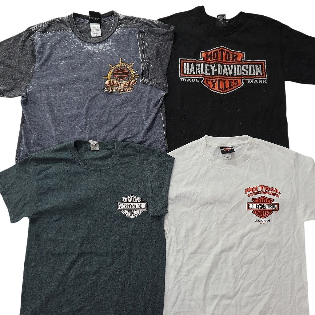 古着卸 まとめ売り ハーレーダビッドソン Tシャツ 14枚セット ( メンズ S/M/L ) バイク ブラック センターロゴ ホワイト 中古 古着 NE9025