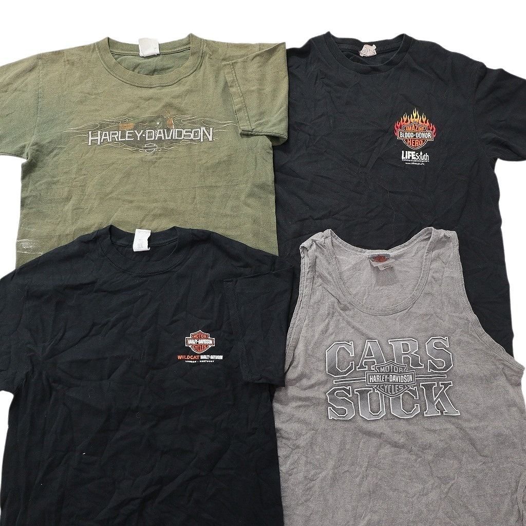 古着卸 まとめ売り ハーレーダビッドソン Tシャツ 14枚セット ( メンズ S/M/L ) バイク ブラック センターロゴ ホワイト 中古 古着 NE9025