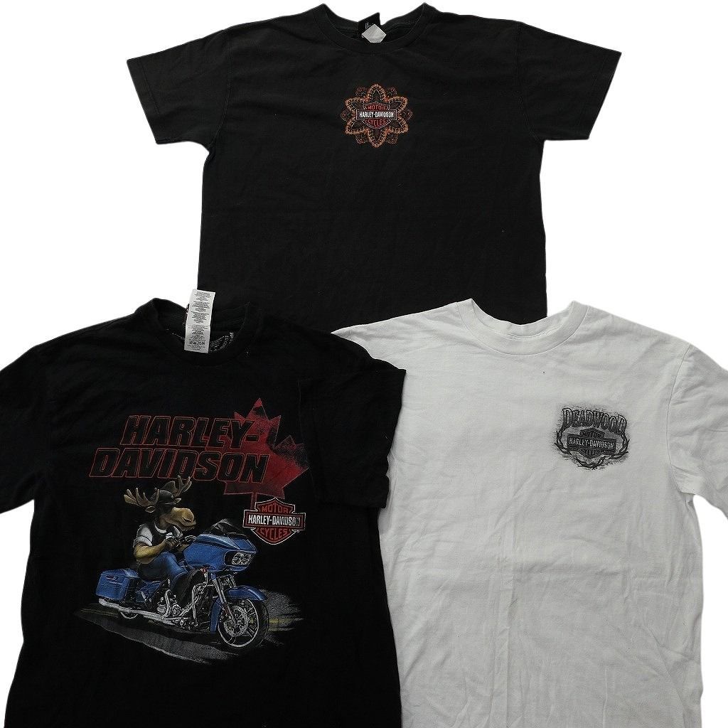古着卸 まとめ売り ハーレーダビッドソン Tシャツ 14枚セット ( メンズ S/M/L ) バイク ブラック センターロゴ ホワイト 中古 古着 NE9025