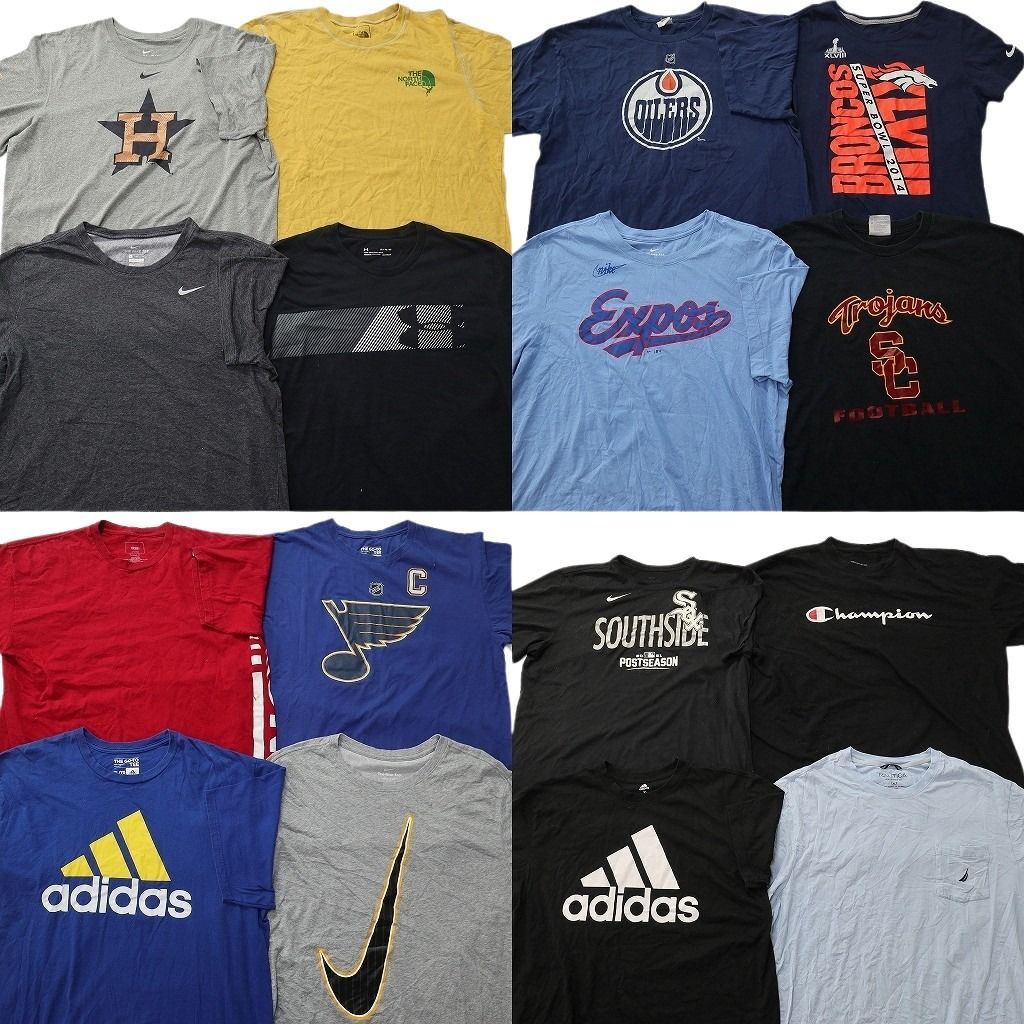 古着卸 まとめ売り ブランドMIX Tシャツ 16枚セット ( メンズ XL ) ノースフェイス VANS ナイキ チャンピオン 中古 古着 NE9031