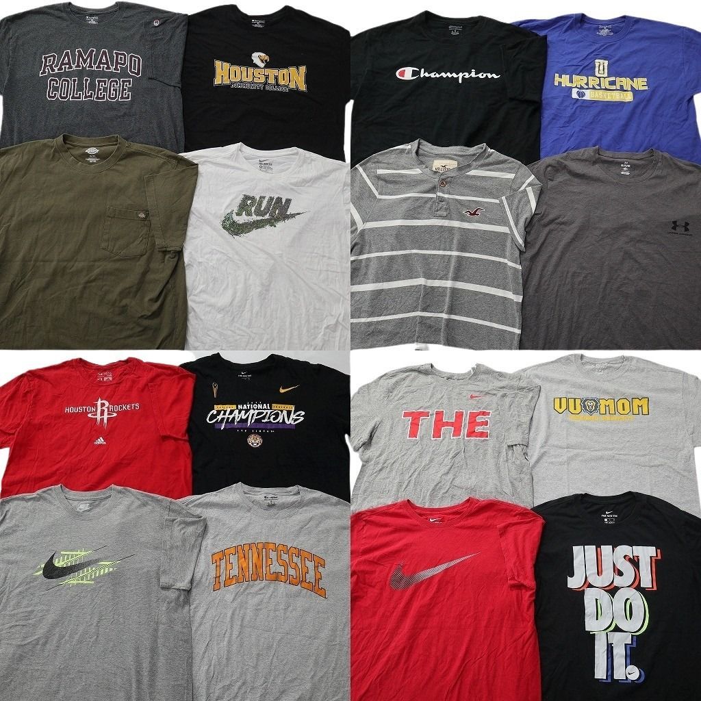 古着卸 まとめ売り ブランドMIX Tシャツ 16枚セット ( メンズ XL ) ディッキーズ ナイキ チャンピオン ホリスター 中古 古着 NE9032