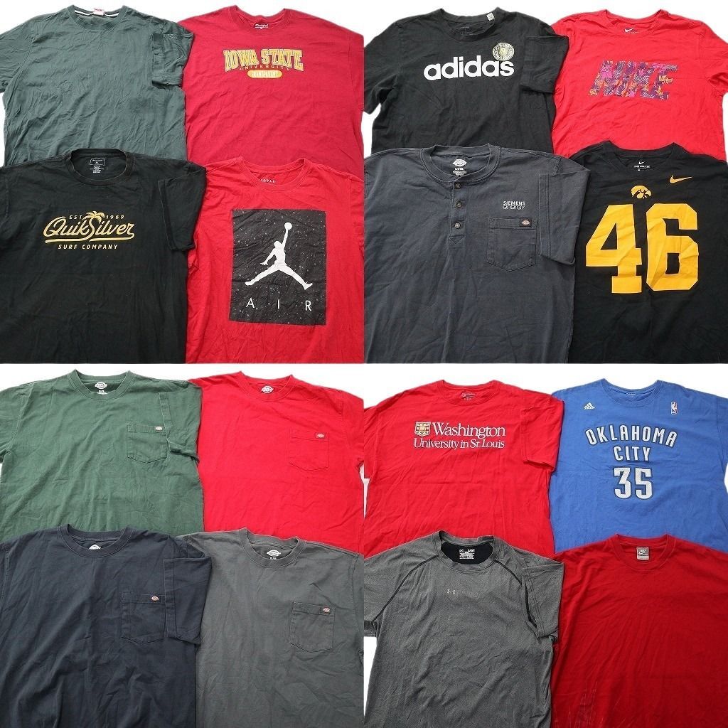 古着卸 まとめ売り ブランドMIX Tシャツ 16枚セット ( メンズ L/XL ) ディッキーズ ジョーダン ナイキ チャンピオン 中古 古着 NE9033