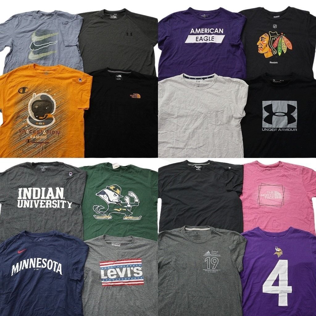 古着卸 まとめ売り ブランドMIX Tシャツ 16枚セット ( メンズ M ) GAP ノースフェイス リーバイス ナイキ チャンピオン 中古 古着 NE9040