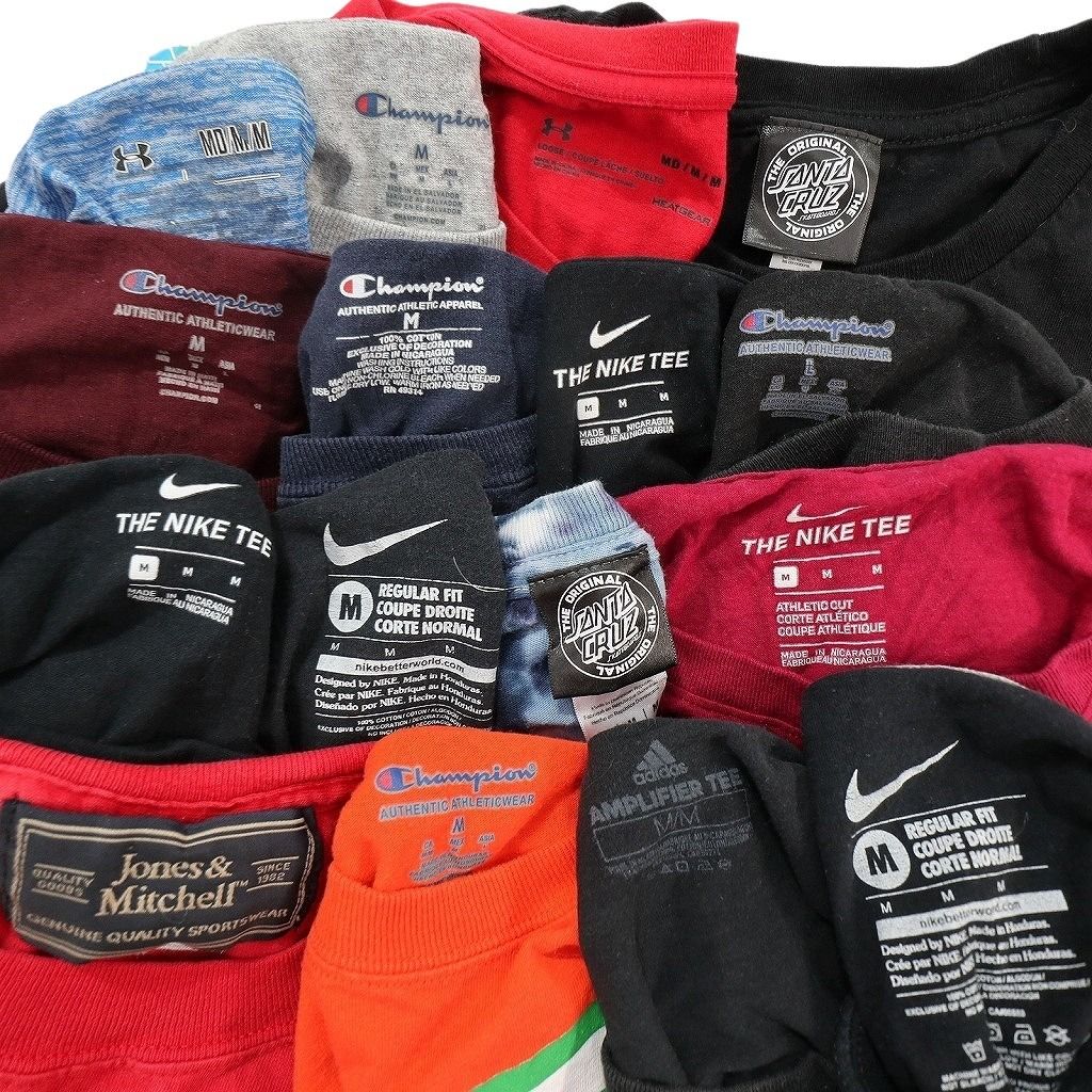 古着卸 まとめ売り ブランドMIX Tシャツ 16枚セット ( メンズ M ) ナイキ チャンピオン サンタクルーズ アディダス 中古 古着 NE9043