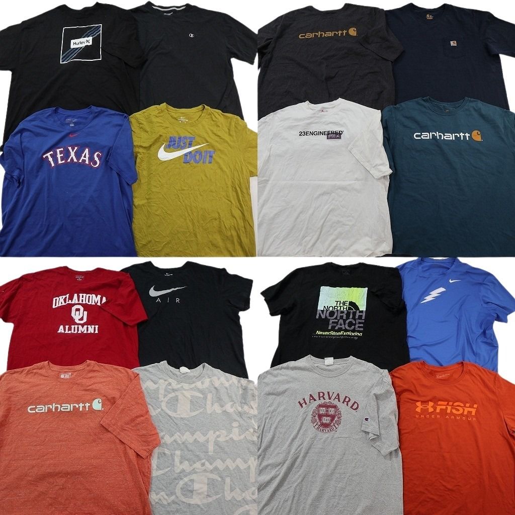古着卸 まとめ ブランドMIX Tシャツ 16枚セット ( メンズ 2XL/3XL/4XL ) ノースフェイス カーハート ジョーダン ナイキ 中古 古着 NE9049