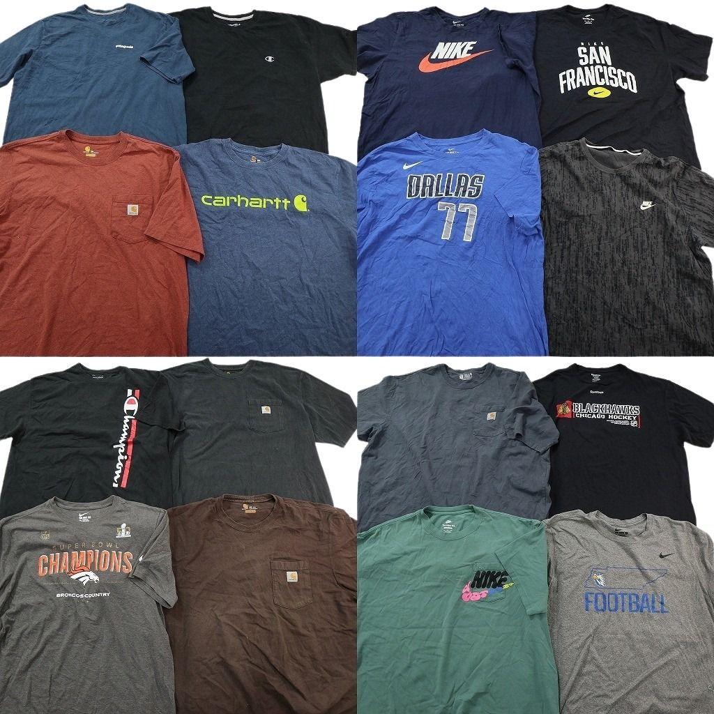 古着卸 まとめ売り ブランドMIX Tシャツ 16枚セット ( メンズ 2XL ) カーハート パタゴニア ナイキ チャンピオン 中古 古着 NE9052