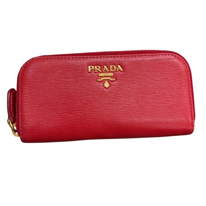 PRADA プラダ 6連 ラウンドファスナー キーケース レッド レザー ブランド 小物 レディース 中古 W４