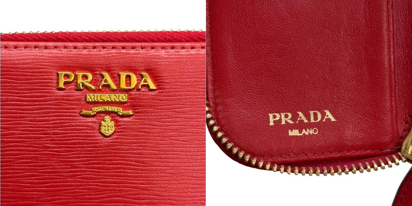 PRADA プラダ 6連 ラウンドファスナー キーケース レッド レザー