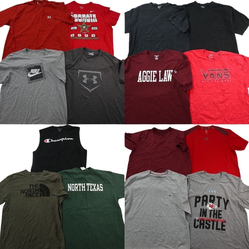 古着卸 まとめ売り ブランドMIX Tシャツ 15枚セット ( メンズ XL/2XL ) ノースフェイス カーハート ディッキーズ トミー 中古 古着 NE9053