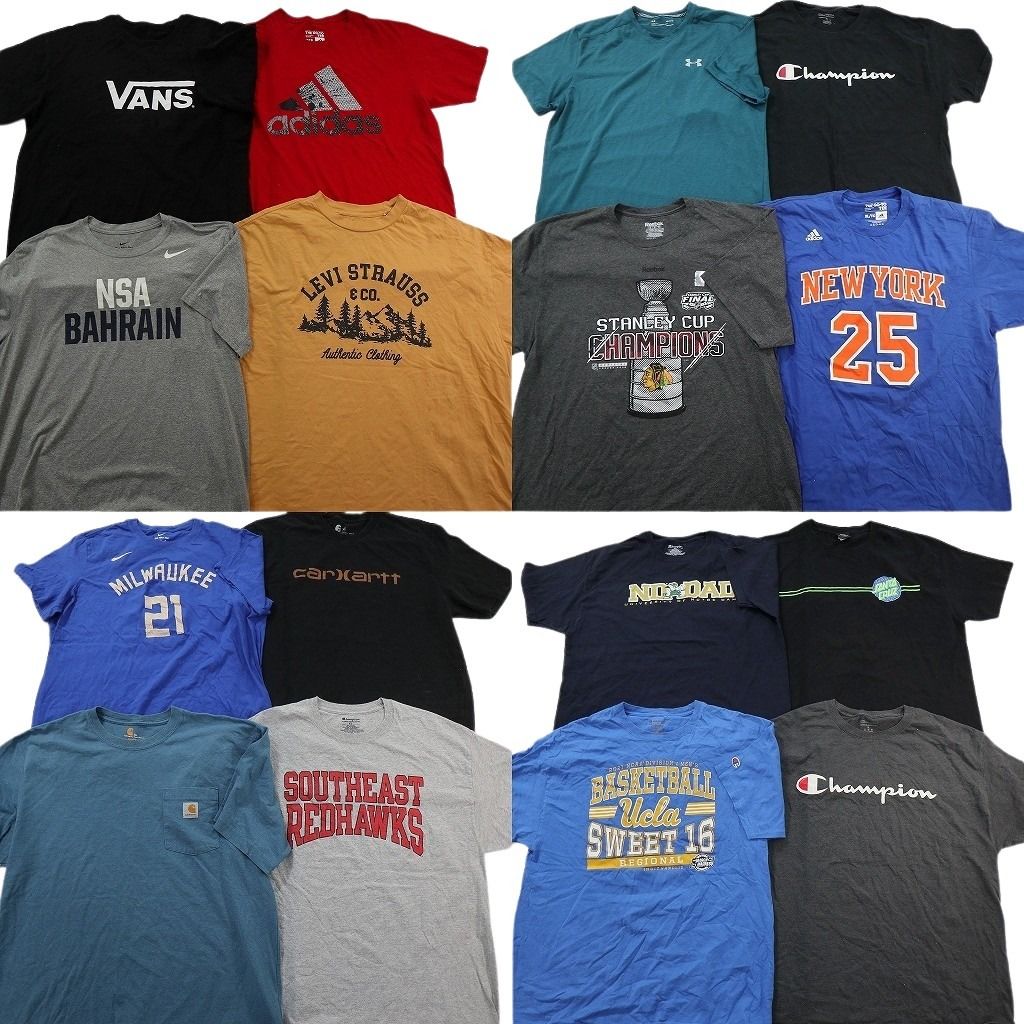 古着卸 まとめ売り ブランドMIX Tシャツ 16枚セット ( メンズ XL ) カーハート リーバイス ナイキ チャンピオン 中古 古着 NE9057