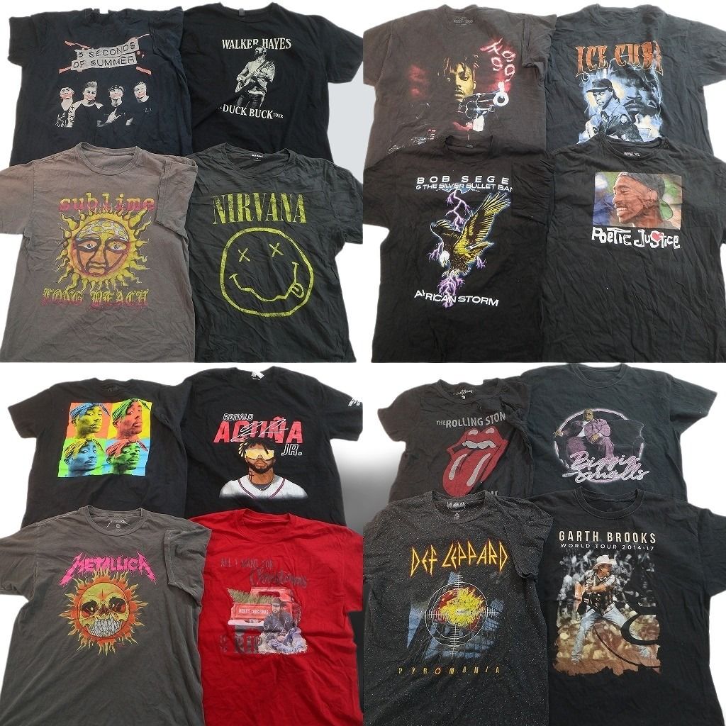 古着卸 まとめ売り 音楽・バンド Tシャツ 16枚セット ( メンズ L/XL ) ニルヴァーナ サブライム ローリングストーンズ 中古 古着 NE9062