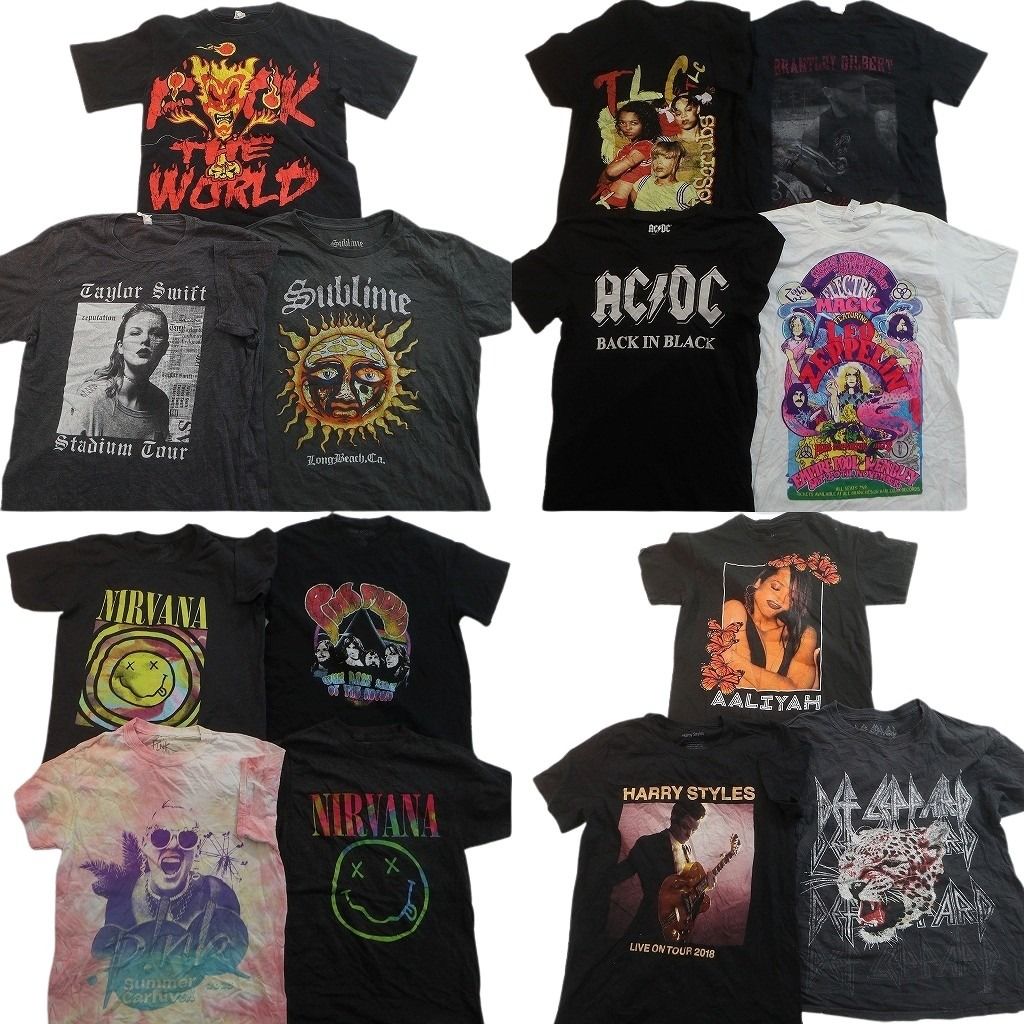 古着卸 まとめ売り 音楽・バンド Tシャツ 14枚セット ( メンズ S ) サブライム デフレパード ニルヴァーナ 中古 古着 NE9065