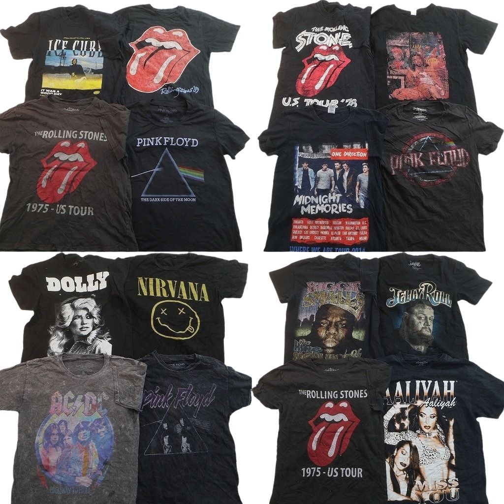 古着卸 まとめ売り 音楽・バンド Tシャツ 16枚セット ( メンズ S ) ローリングストーンズ ピンクフロイド アイスキューブ 中古 古着 NE9066