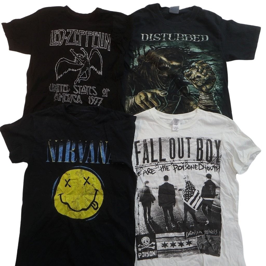 古着卸 まとめ売り 音楽・バンド Tシャツ 16枚セット ( メンズ S ) レッドツェッペリン ニルヴァーナ デフレパード 中古 古着 NE9067