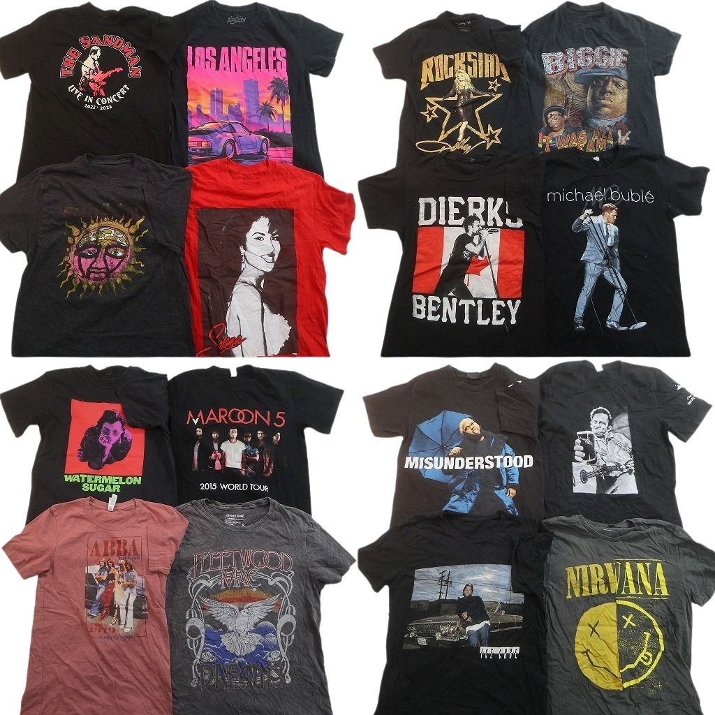 古着卸 まとめ売り 音楽・バンド Tシャツ 16枚セット ( メンズ S ) サブライム ニルヴァーナ マルーン5 中古 古着 NE9068