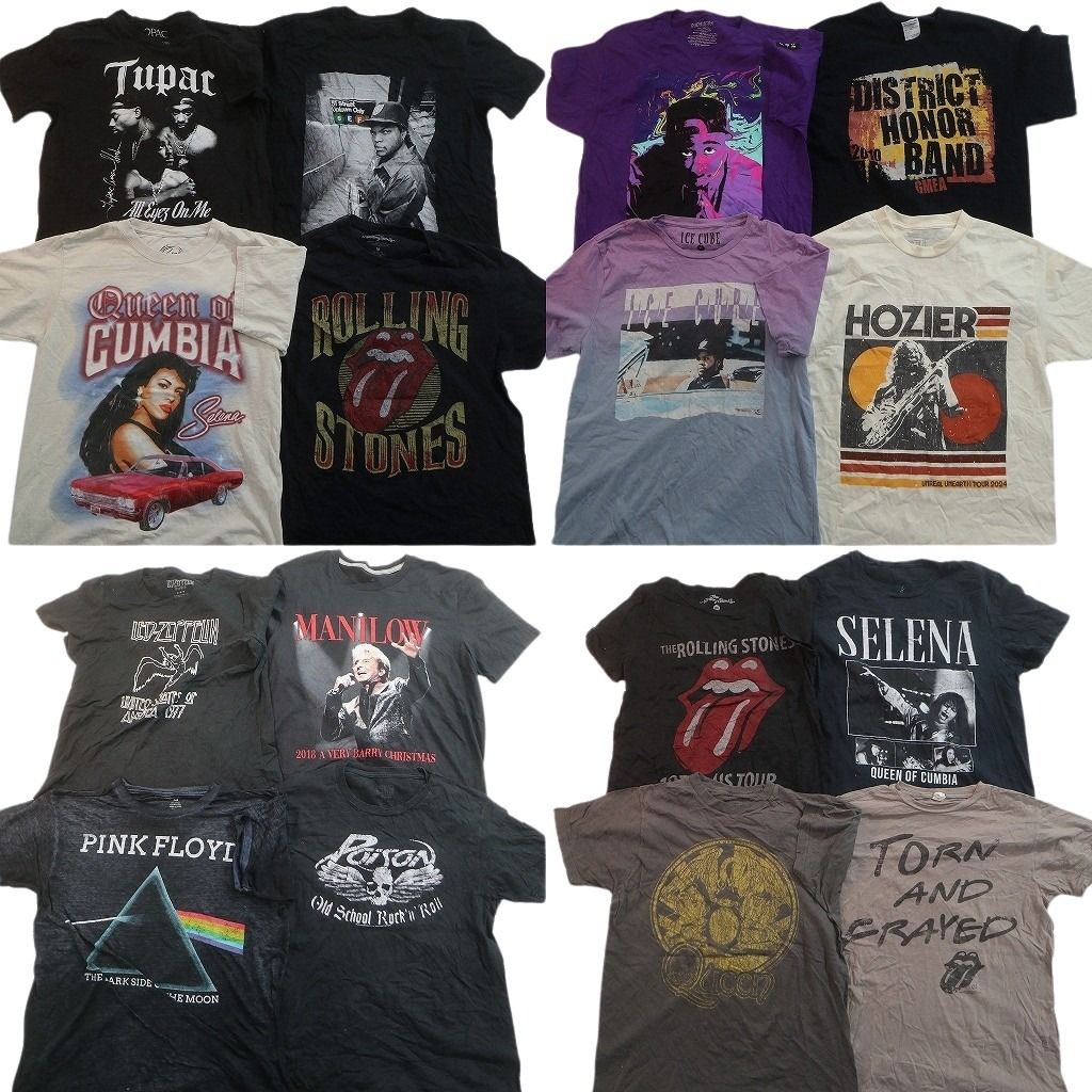 古着卸 まとめ 音楽・バンド Tシャツ 16枚セット ( メンズ M ) ローリングストーンズ レッドツェッペリン ピンクフロイド 中古 古着 NE9069