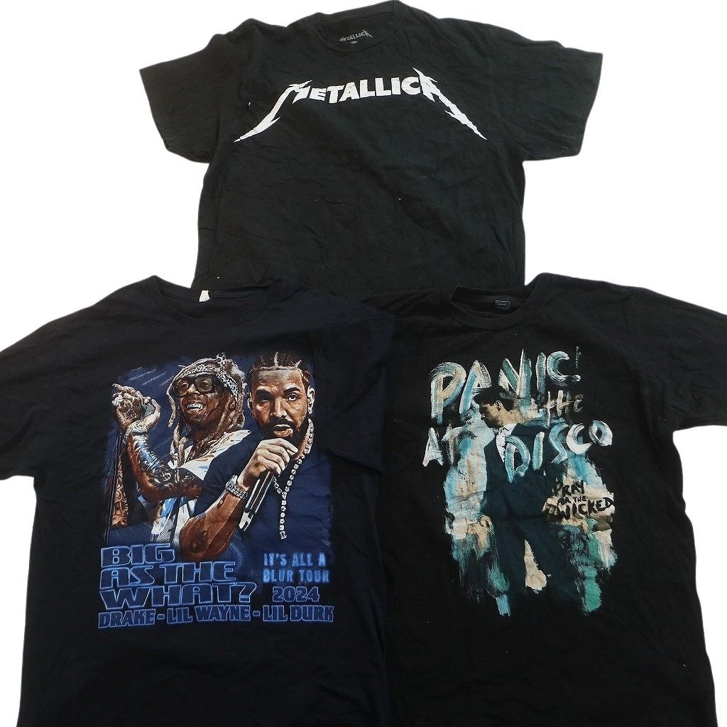 古着卸 まとめ売り 音楽・バンド Tシャツ 13枚セット ( メンズ M ) メタリカ デフレパード ローリングストーンズ 中古 古着 NE9071