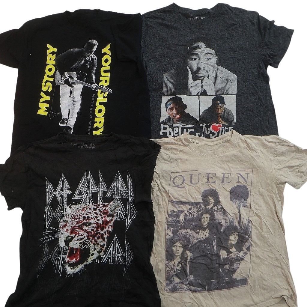 古着卸 まとめ売り 音楽・バンド Tシャツ 13枚セット ( メンズ M ) メタリカ デフレパード ローリングストーンズ 中古 古着 NE9071