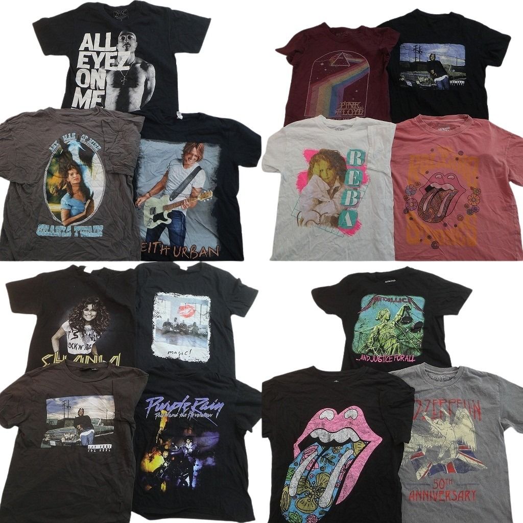 古着卸 まとめ 音楽・バンド Tシャツ 14枚セット ( メンズ XS/S ) レッドツェッペリン メタリカ ローリングストーンズ 中古 古着 NE9073